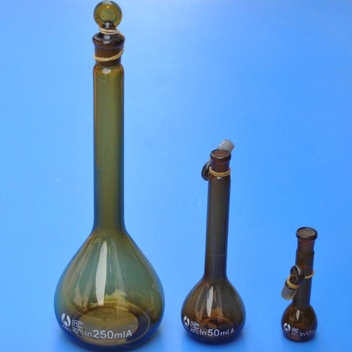 Amber Volumetric Flask With Glass Stopper