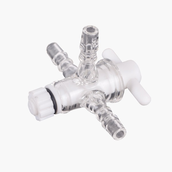 Glass T Connector Tube With PTFE Valve